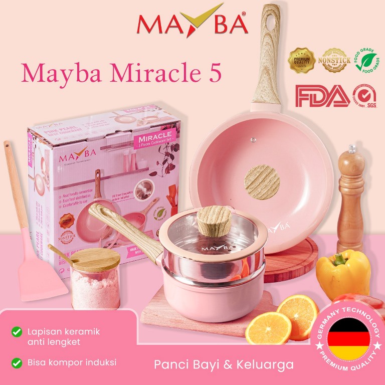 Jual PANCI SET BAGUS MAYBA MIRACLE Cookware set 5pcs Wok & Sauce pan ...