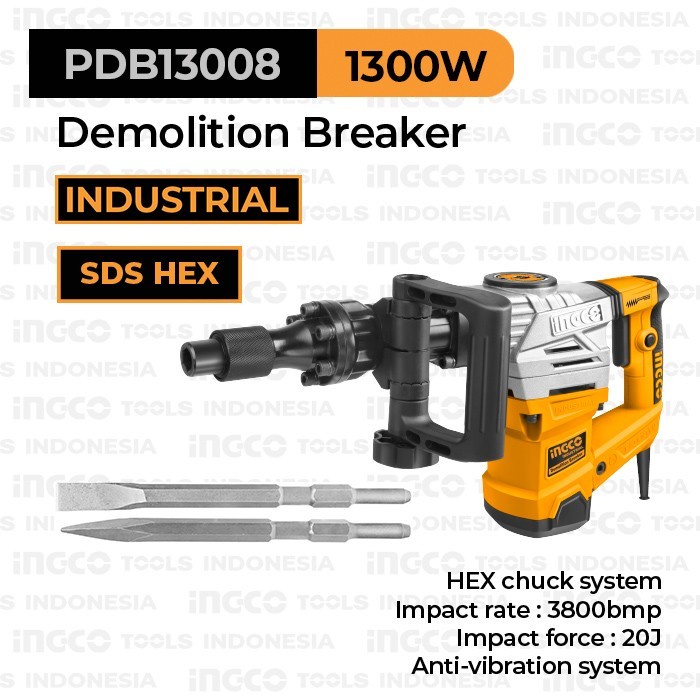 Jual Demolition Jack Hammer 6Kg 20J INGCO PDB13008 Mesin Bobok Tembok ...