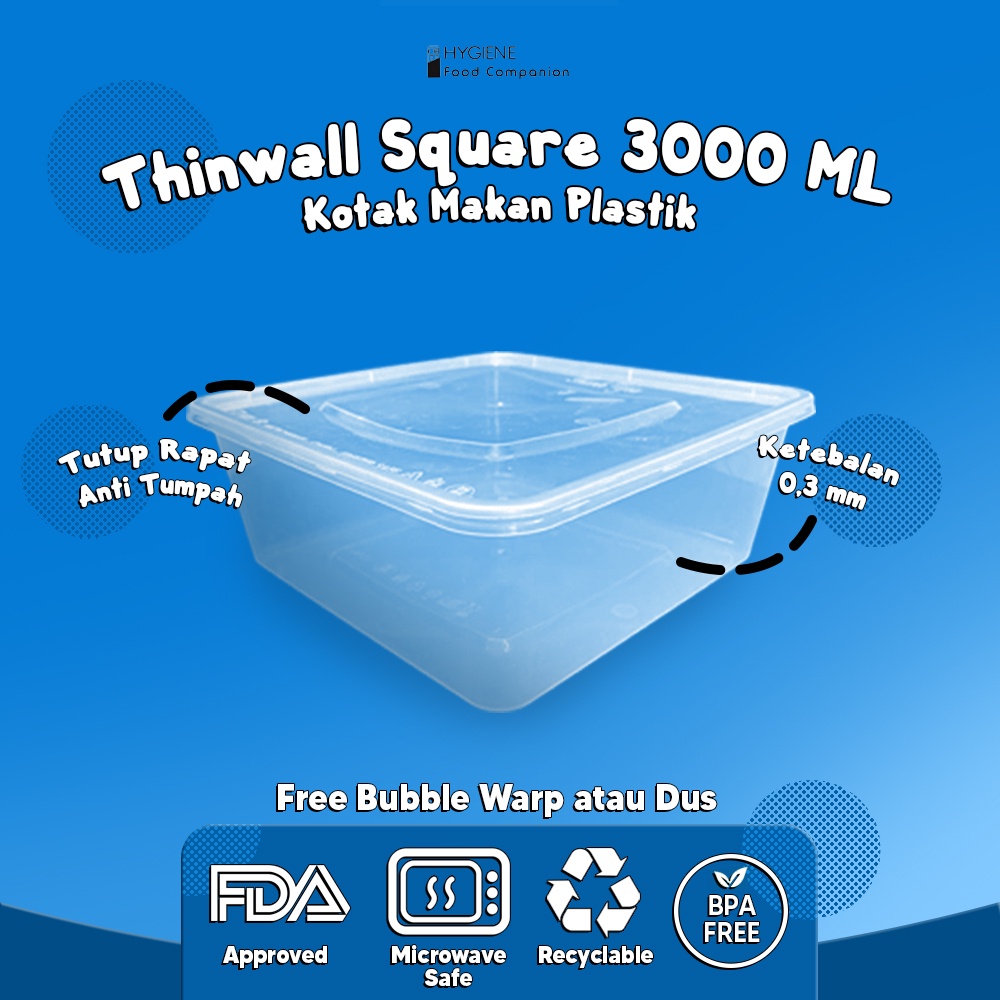 Jual Thinwall 3000 Ml Persegi Food Container Kotak Makan Plastik Murah Shopee Indonesia 9339