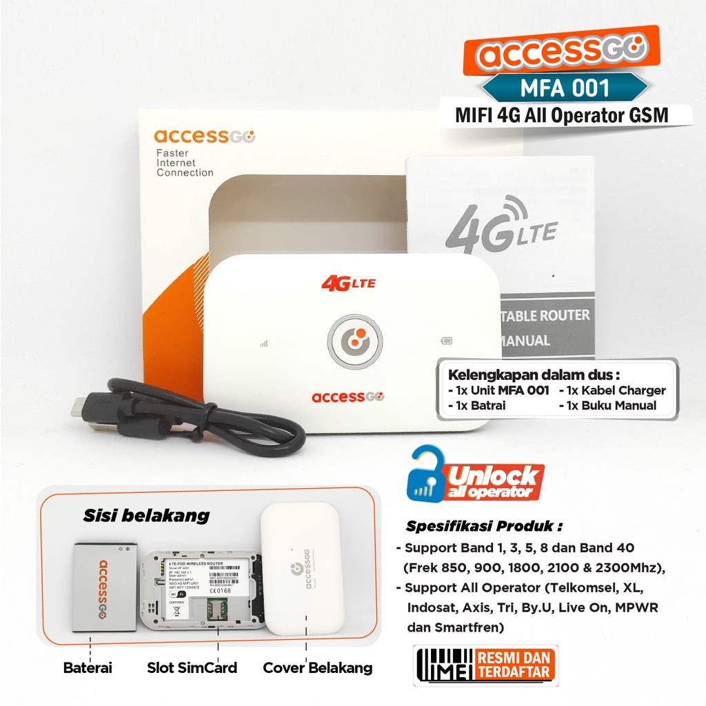 Jual Modem MIFI Sim Card AccessGo MFA-001 4G All Operator GSM | Shopee ...