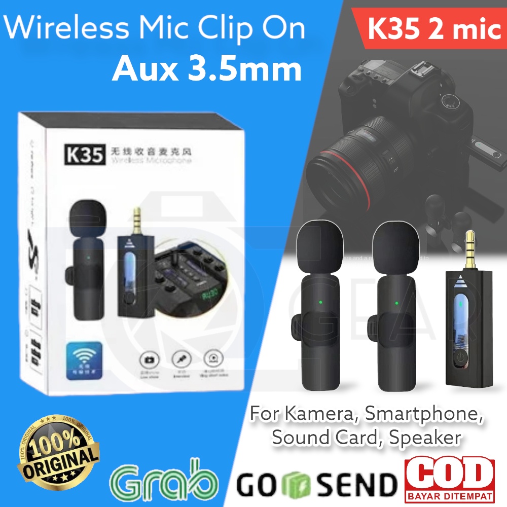 Jual Wireless mic Clip on K35 Pro Aux 3.5mm Taffstudio utk smartphone ...