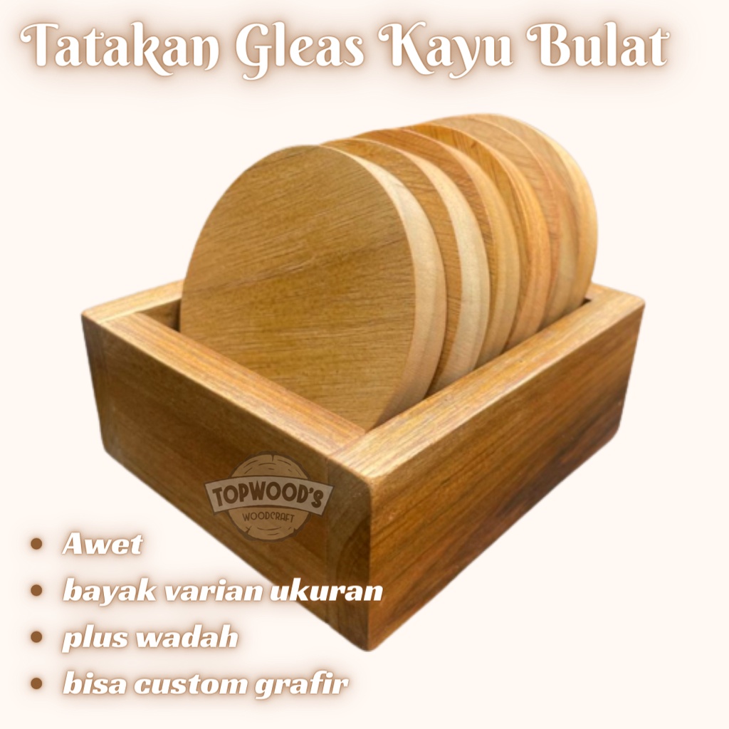 Jual Wooden Coaster Tatakan Alas Gelas Kayu Bulat Shopee Indonesia 7270