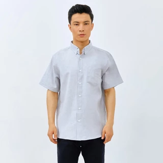 M231 Kemeja Pria Basic Polos Oxford Pendek Abu 1457M