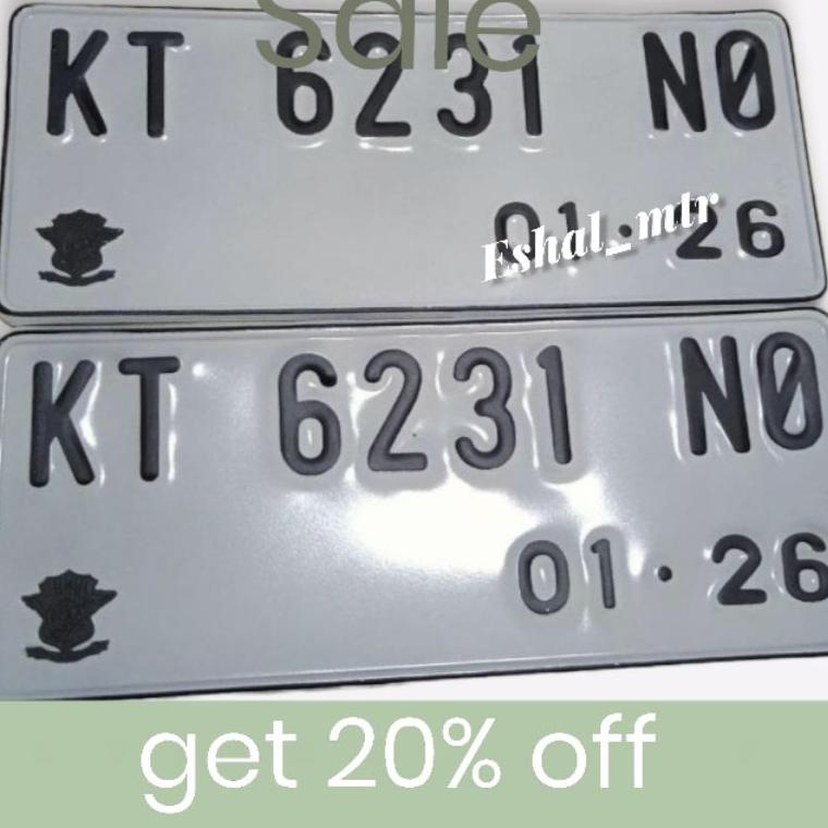 Jual [FJ8077V] Plat Nomor Kendaraan Putih Tulisan Hitam Standar Samsat