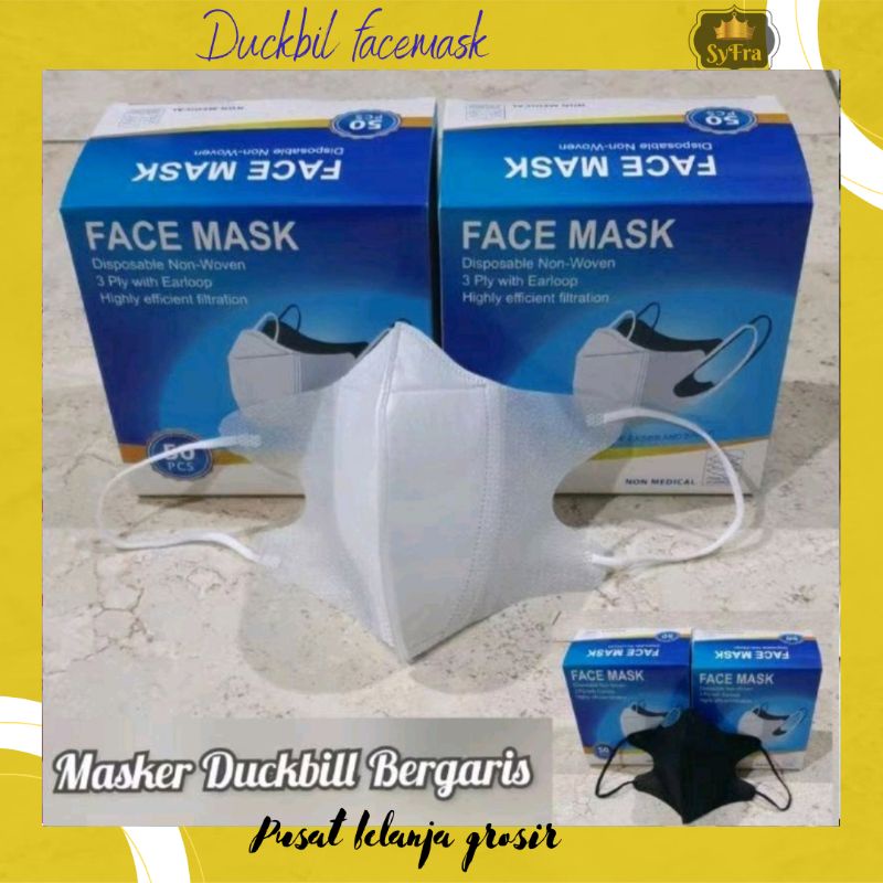 Jual Masker Duckbil 3 Ply Isi 50 Disposable Masker Earloop Hijab ...