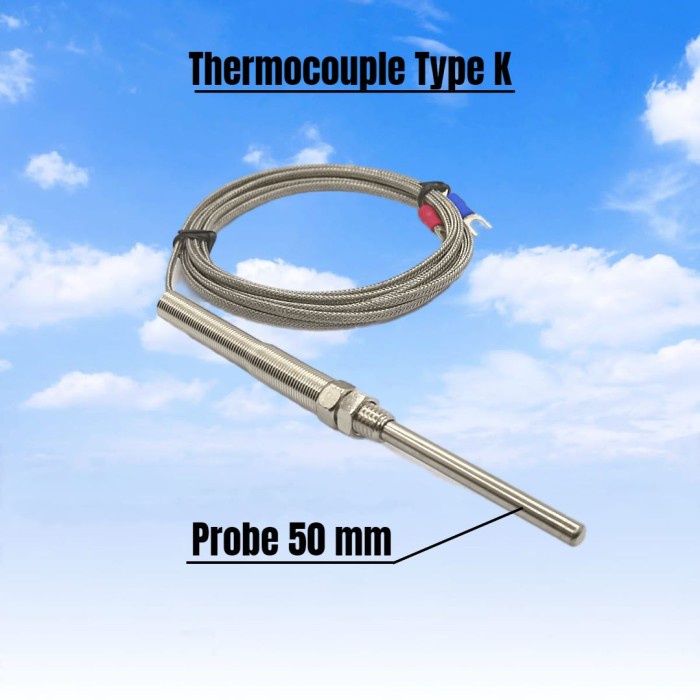 Jual Ger Thermocouple Type K M8 Probe 50-200Mm Termokopel Tipe K Kabel ...