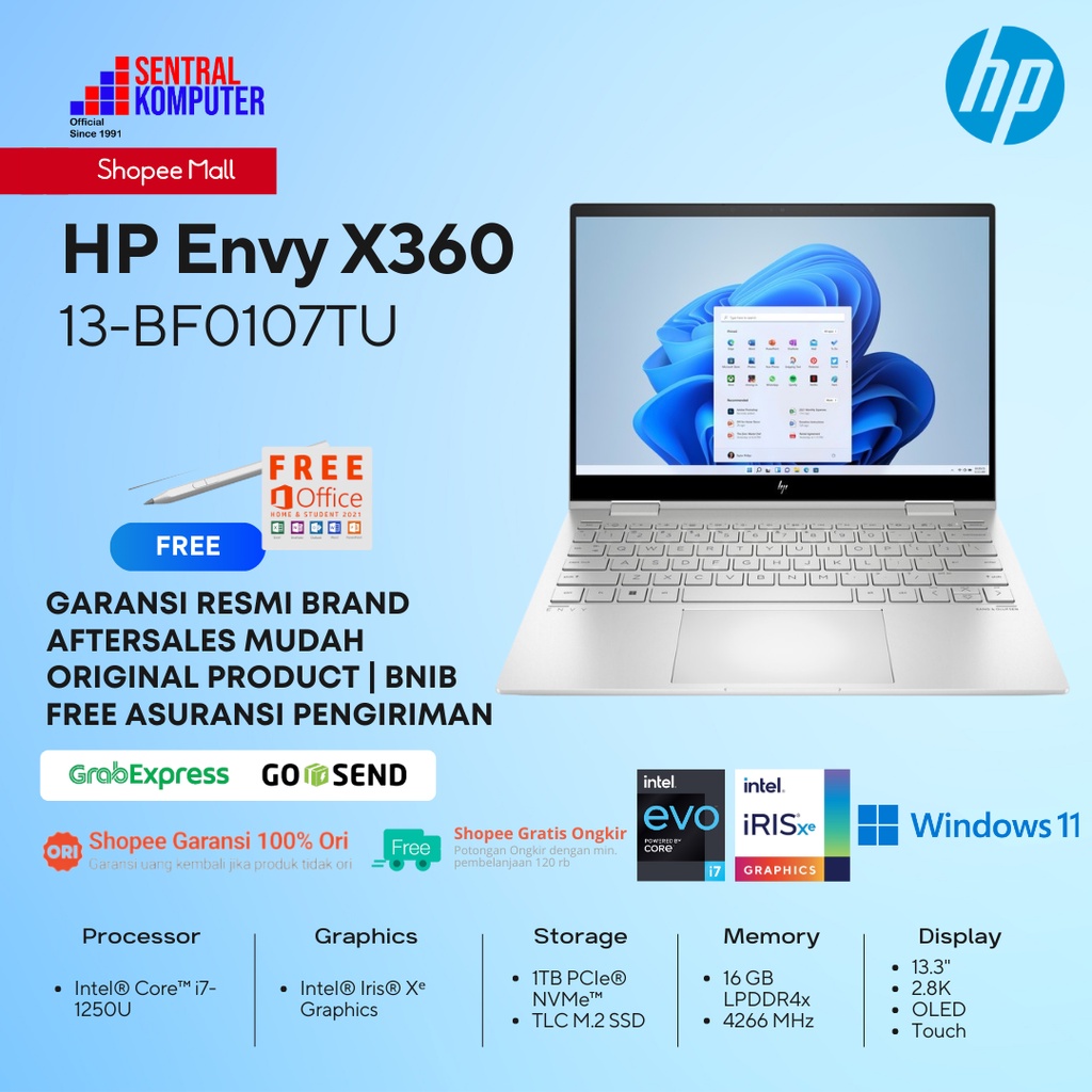 Jual Hp Envy X360 Laptop 13 Bf0107tu I7 1250u 16gb 1tb Ssd Win 11ohs Shopee Indonesia 6344