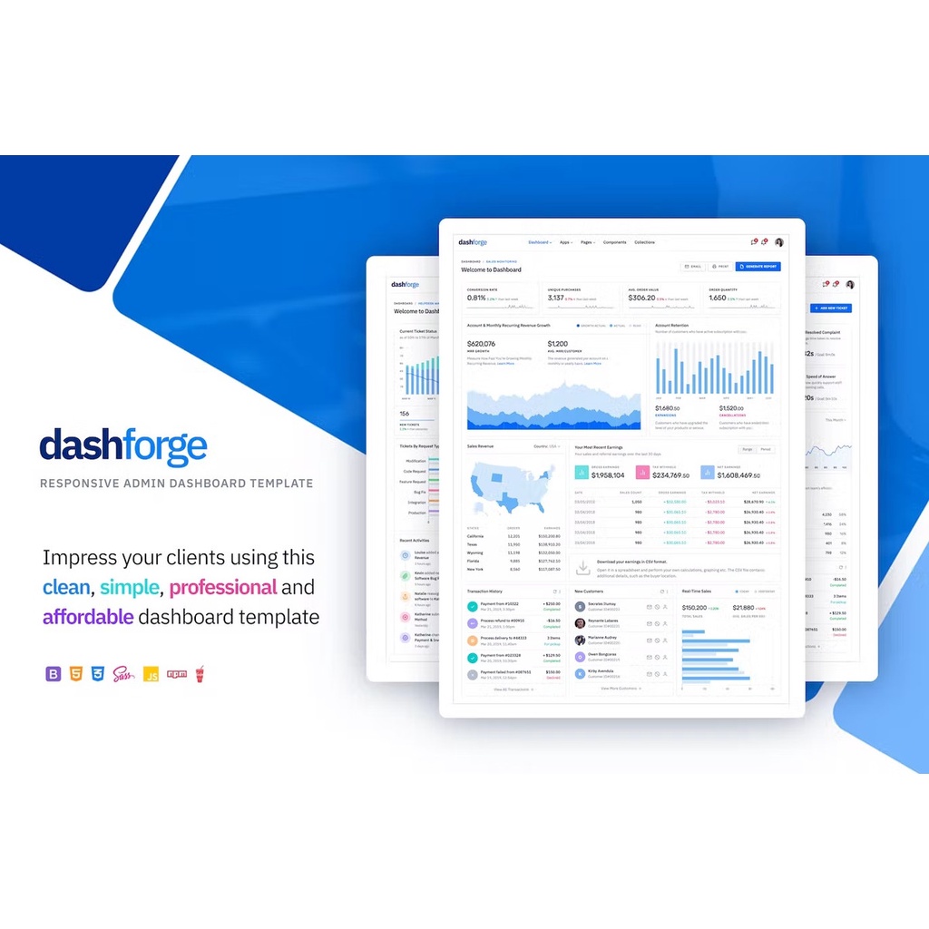 Jual Template Admin Dashforge Responsive Dashboard Admin Template ...