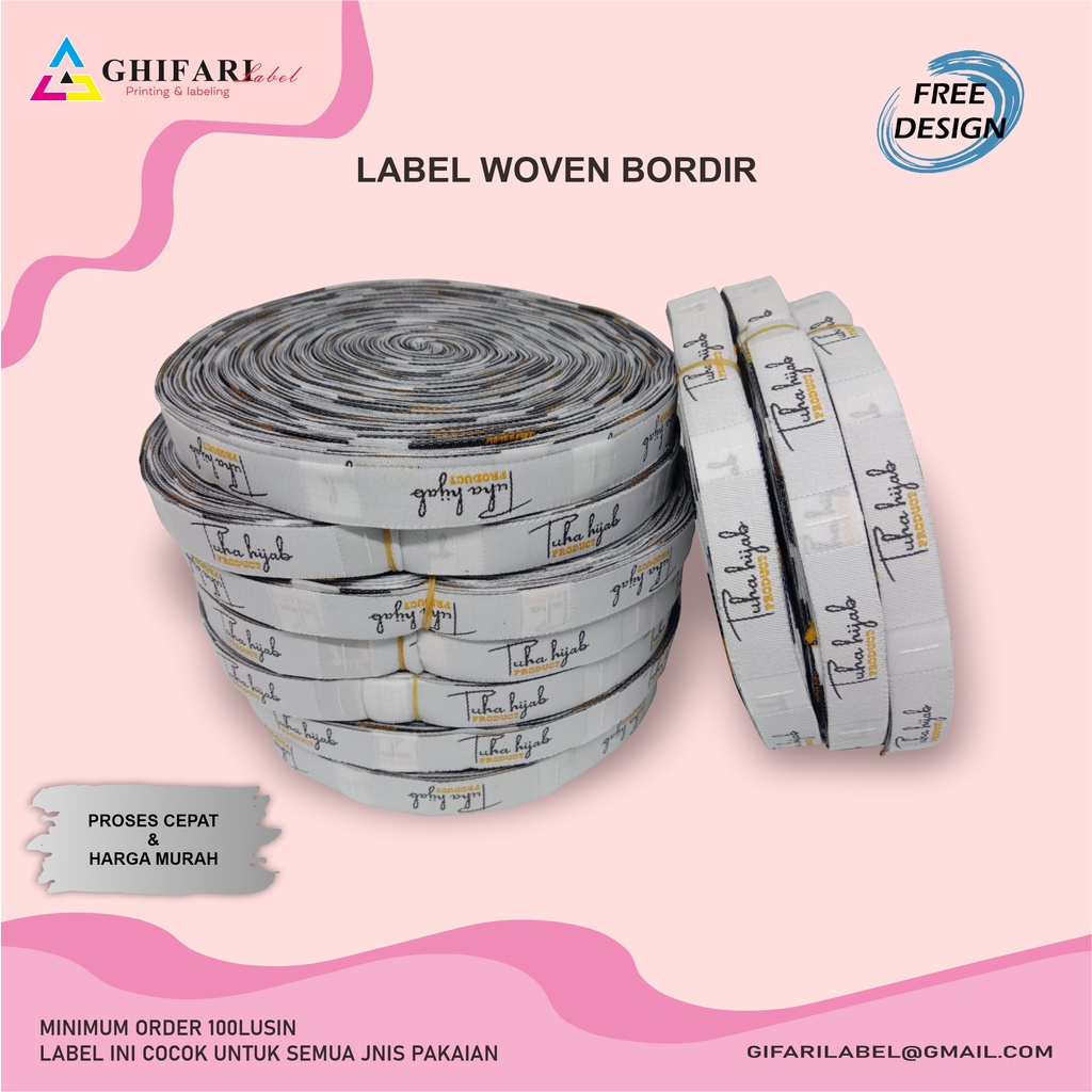Jual 2x6cm / woven label / label hijab / label gamis / label bordir ...