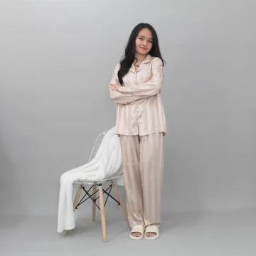 YX Laurencia Piyama Satin Powysuit Baju Tidur Wanita Dewasa Lengan Panjang Celana Panjang