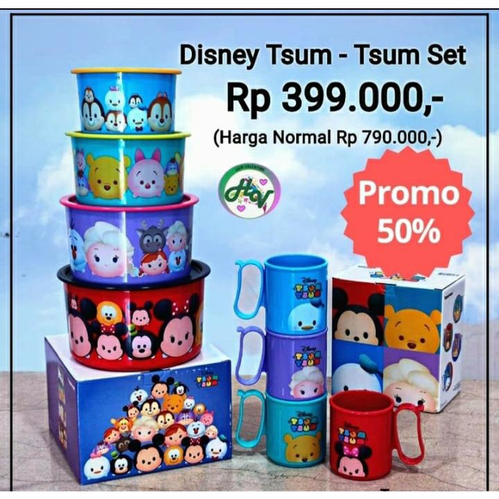 Disney Tsum Tsum Series Set Paket Toples Gelas Mug Tupperware Eksklusif  Original Termurah!