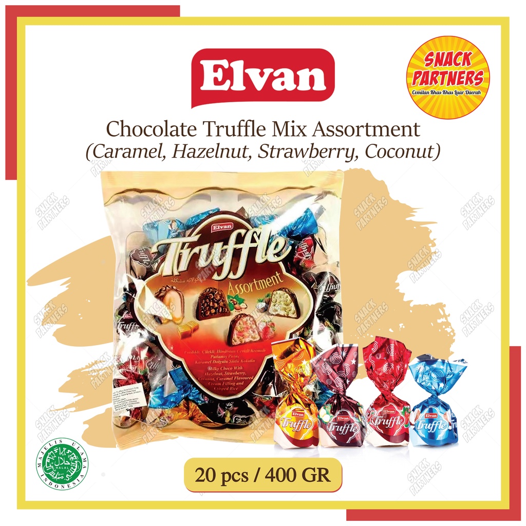 Jual Elvan Chocolate Truffle Mix Assortment 20 Pcs 400 Gr Coklat Truffle Arab Turkey Best 4825