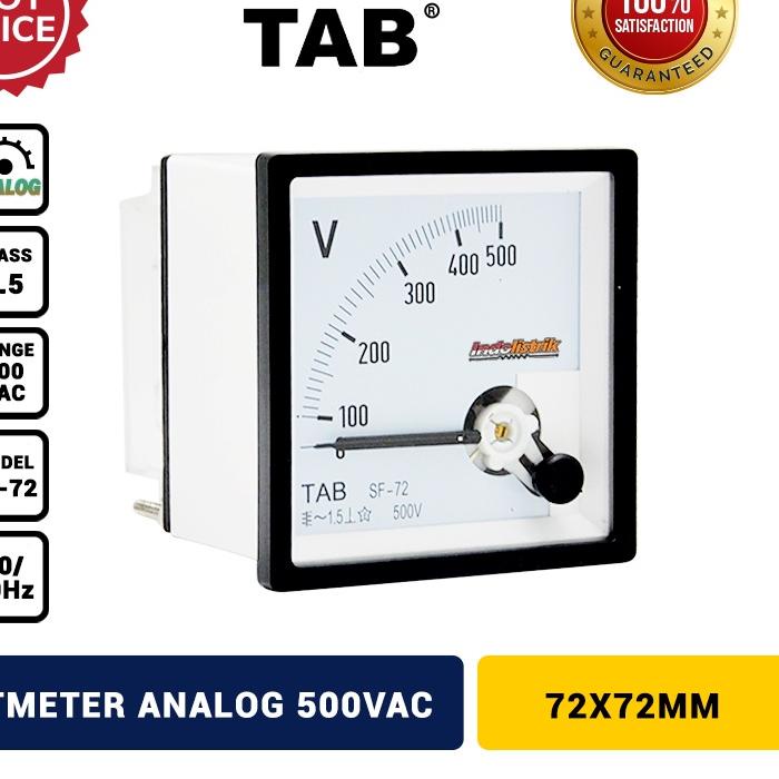 Jual Tab Voltmeter Ac 500v Atau 300v Ukuran 72x72 Volt Meter Analog Shopee Indonesia 