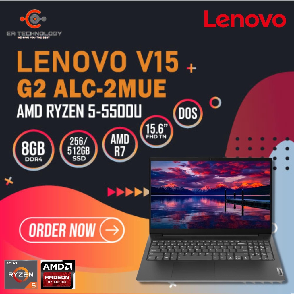Jual LENOVO V15 G2 ALC-2MUE AMD Ryzen 5-5500U 8GB DDR4 SSD 15.6” FHD TN ...