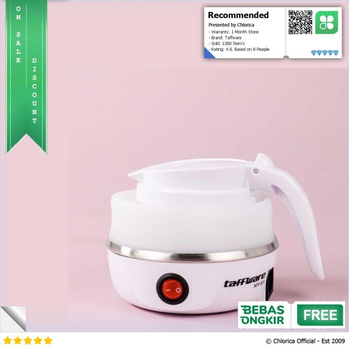 Jual Tek Taffware Electric Kettle Teko Listrik Foldable 600Ml 600W - Hy ...