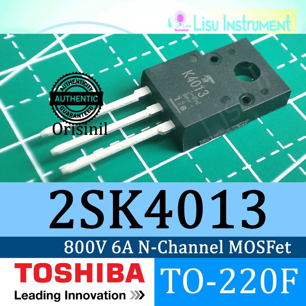 Jual 2SK4013 K4013 800V 6A N-Channel MOSFet TO-220F Toshiba Original ...