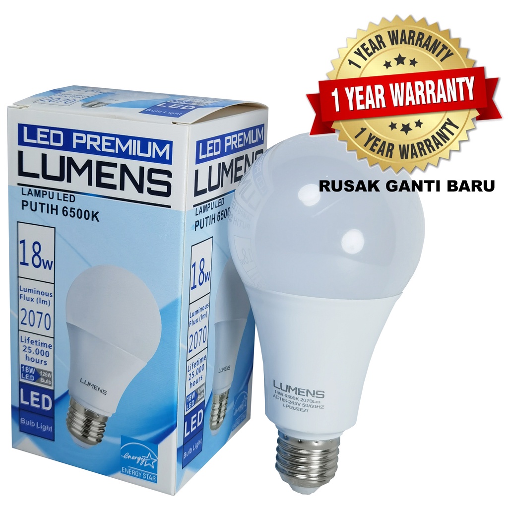 Jual Lampu LED LUMENS 18w 18 Watt 18watt Putih TERANG MURAH, 110++ Lm/W ...