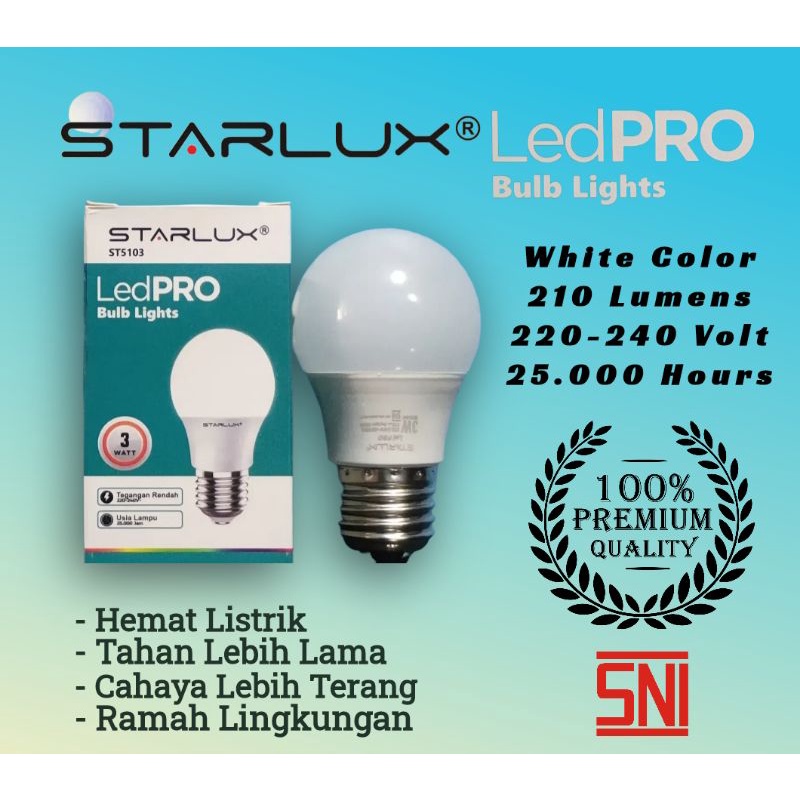 Jual Lampu Led Pro Starlux Bulb Lights Putih Terang 3 Watt 5 Watt 7