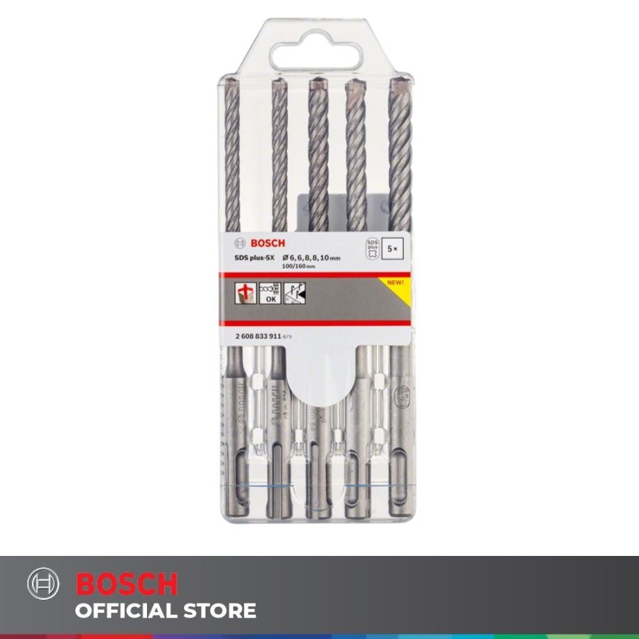 Jual Bosch Hammer Drill Bits Set / Mata Bor Beton Set 610mm SDS Plus5X Shopee Indonesia