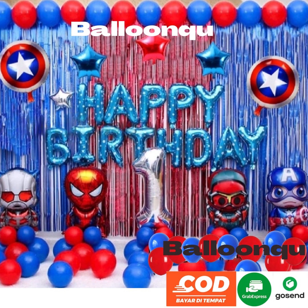 Paket Dekor Ulang Tahun Avengers Set Balon Happy Birthday Dekor Simple Anak