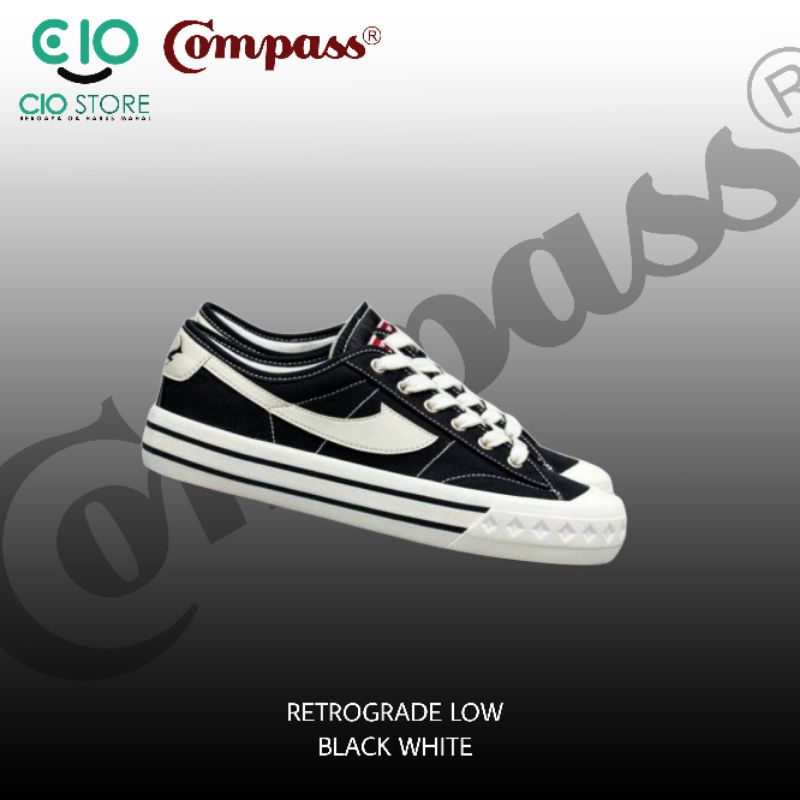 Jual Sepatu Compass Retrograde Low Black White Original Shopee Indonesia