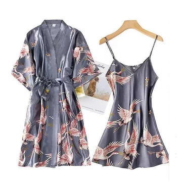 Ready Daster Kimono Panjang Baju Tidur Wanita Satin Premium Home Korea