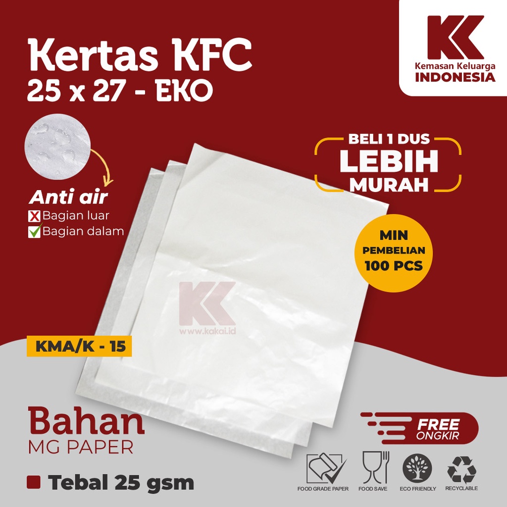 Jual Kertas Nasi Kfc 25 X 27 Kertas Burger Wrapper 100pcs Shopee Indonesia 1297