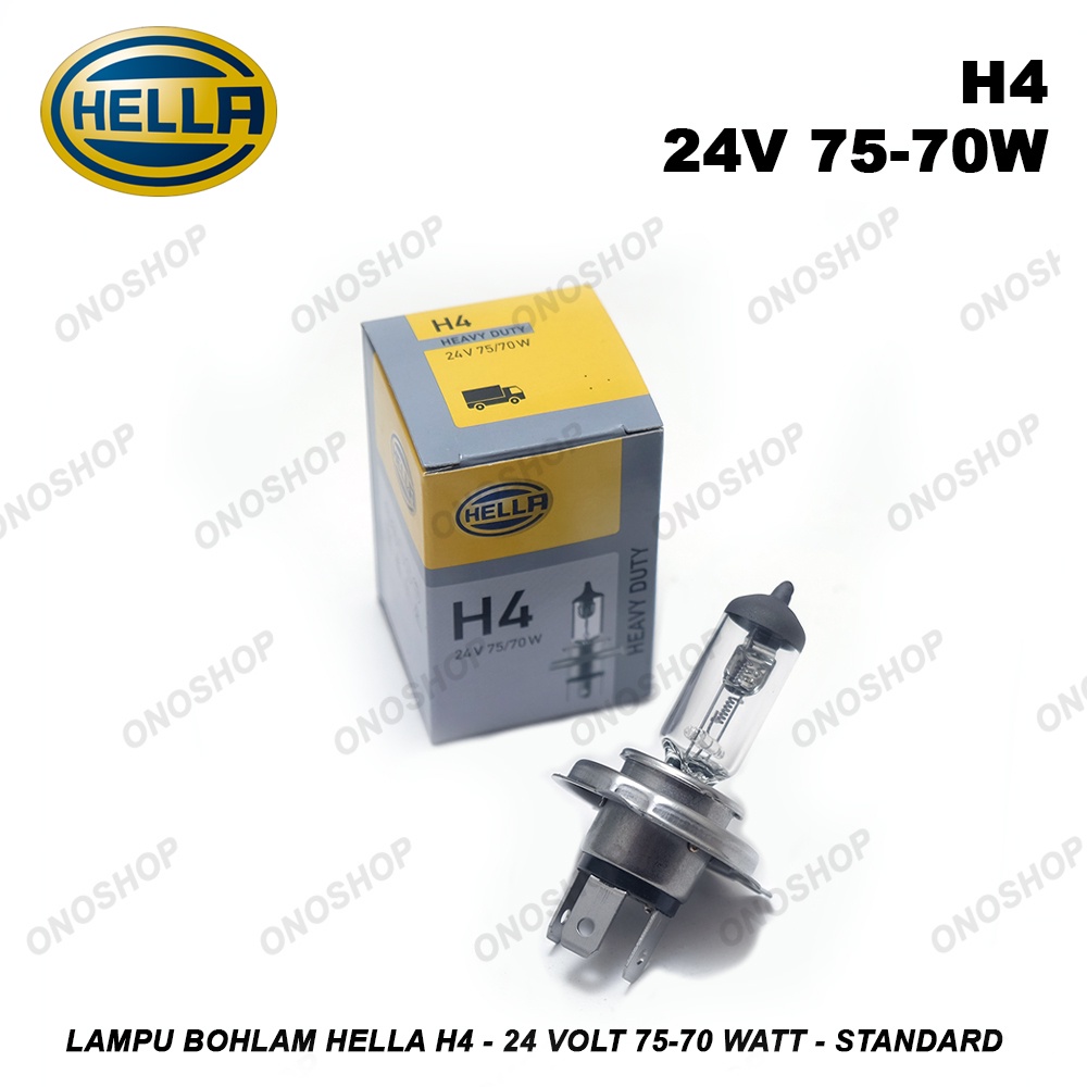 HELLA Bombilla H4 de alta resistencia HD de 24 V, 75/70 W