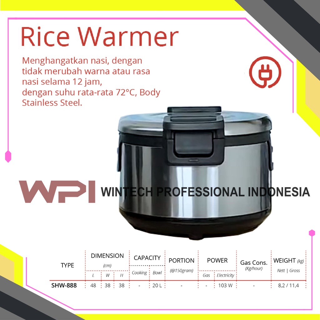 Jual Getra SHW-888 Commercial Rice Warmer - Stainless Steel Rice Warmer ...