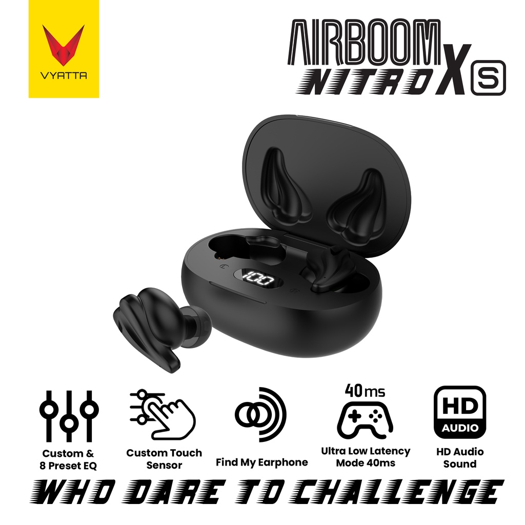 Jual VYATTA AIRBOOM NITRO XS TWS BLUETOOTH HEADSET EARPHONE GAMING 9 EQ
