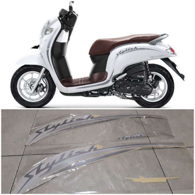 Jual Stiker Striping Lis Body Honda Scoopy Stylish 2019 Putih Cream