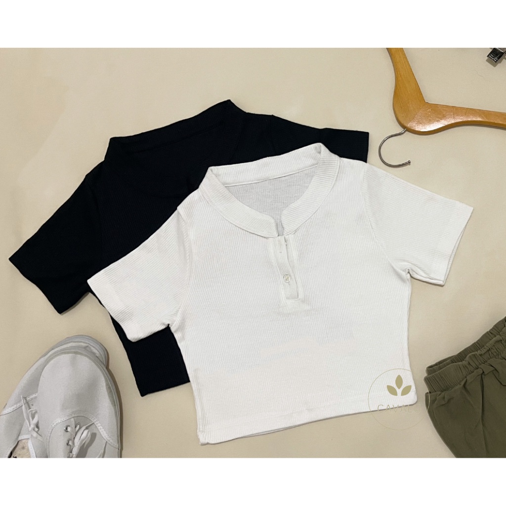 Kadaka T-0466 Top Scrunch Serut Detail Kerah Knit Korea