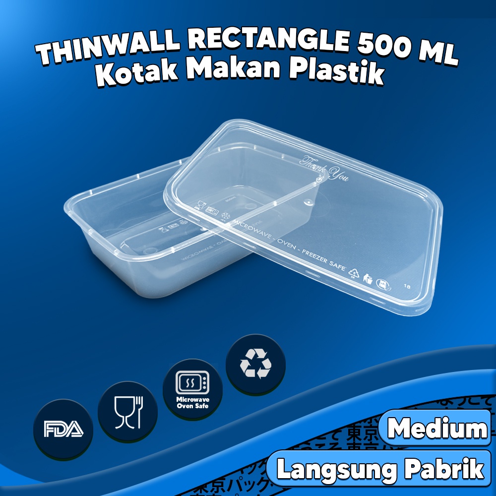Jual Thinwall Rectangle - 500 ml - Kemasan Food Grade isi 25 set ...