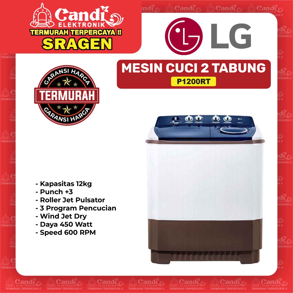 Jual LG Mesin Cuci 2 Tabung Kapasitas 12kg P1200RT Shopee Indonesia