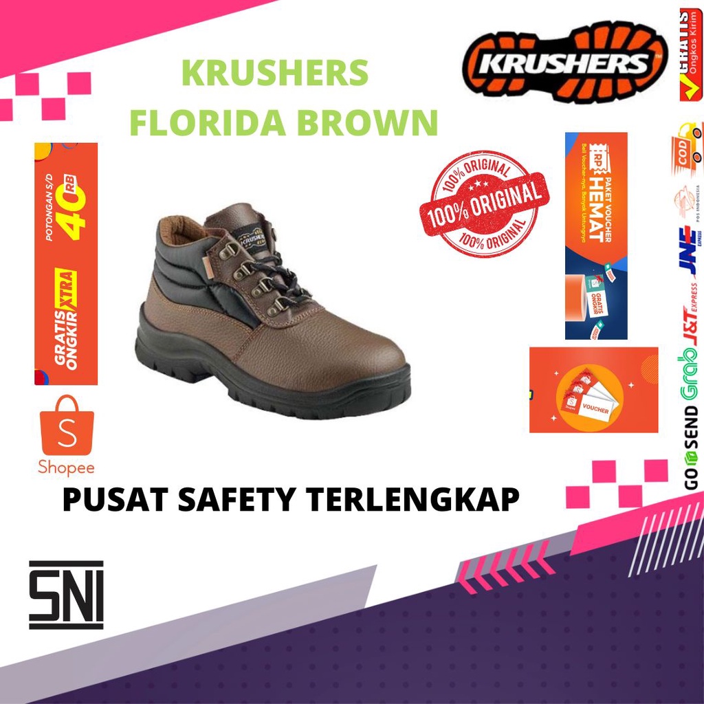 Jual Sepatu Safety Krushers Florida Brown Original Shopee Indonesia