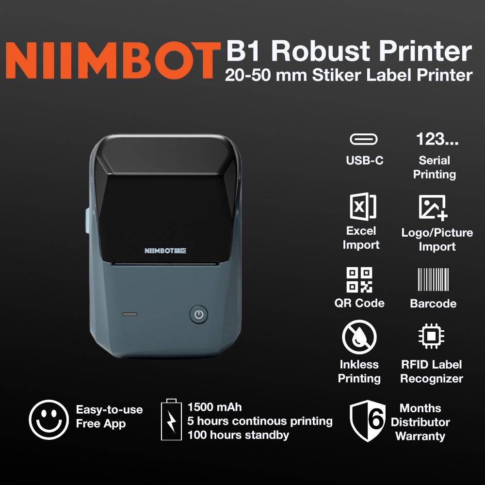 Jual New B21 Robust Printer / B1 Niimbot Thermal Label Bluetooth ...