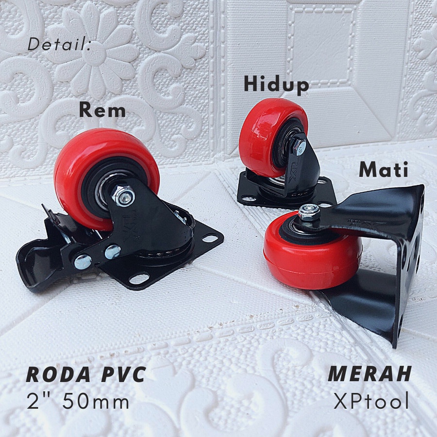 Jual Roda Pvc Triple S 2 Inch Hidup Mati Rem Trolley Troli Wheel Karet Red Mati Shopee 2752