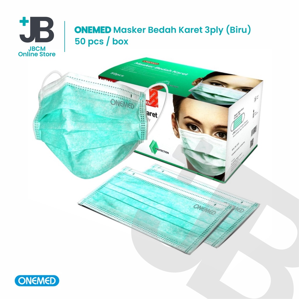 Jual ONEMED Masker Bedah Karet / Masker Medis 3ply - Warna Hijau ...