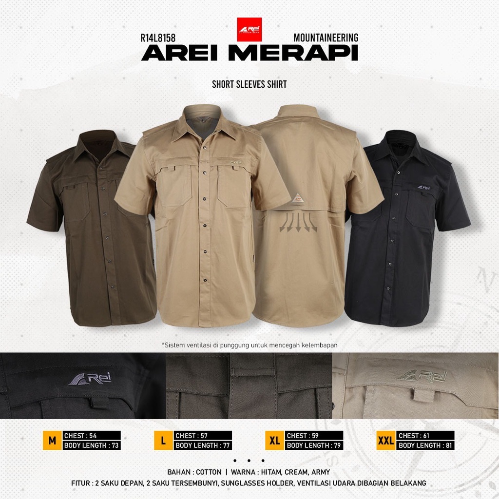 Jual Kemeja Pendek Pria Merapi Arei Outdoorgear | Shopee Indonesia