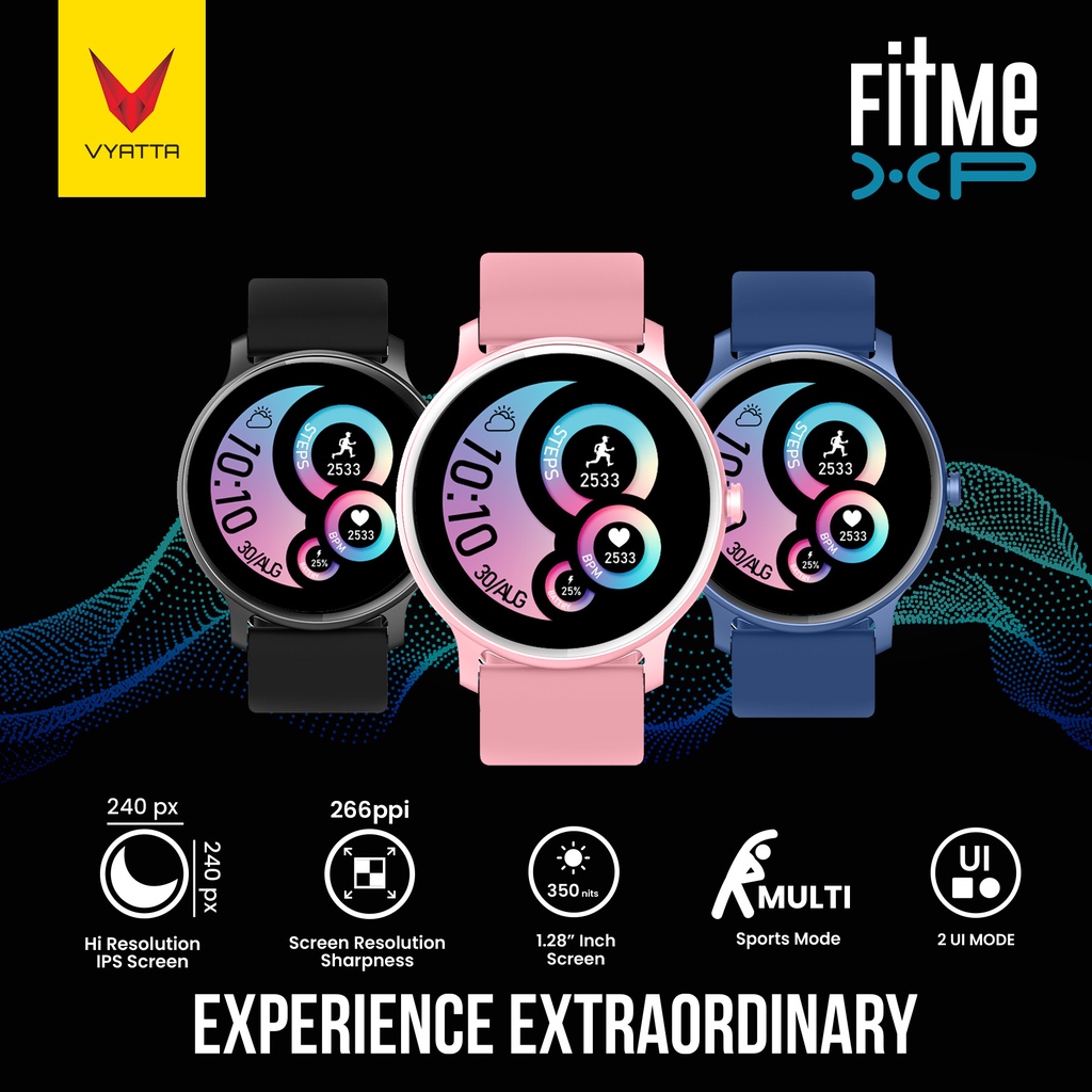 Jual VYATTA FITME XP SMARTWATCH CUSTOME WATCH FACE FULL TOUCH IPX7 SPO2 ...
