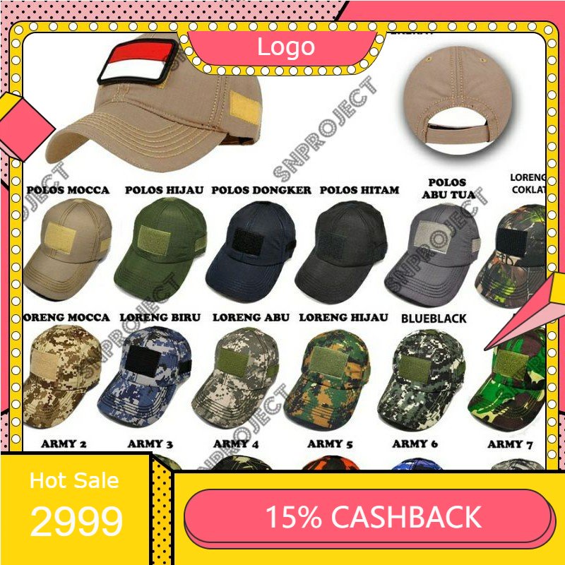 Jual TOPI TACTICAL ORIGINAL PRIA VELCRO KOMANDO TNI LORENG MILITER ABRI ...