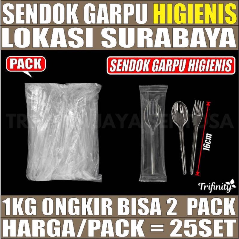 Jual Sendok Garpu Isi 25set Plastik Higienis Set Bening Ecer Sendok Dan