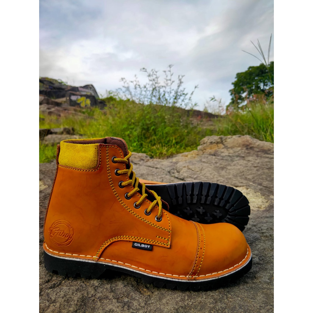 Jual GILBOY SEPATU BOOTS PRIA SAFETY BOOT UJUNG BESI ROSEL TM 02 TAN ...