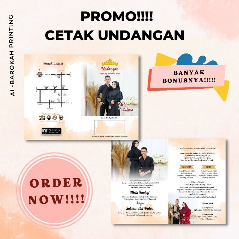 Jual Promo Undangan Pernikahan Sparasi Full Color Free Undangan Digital
