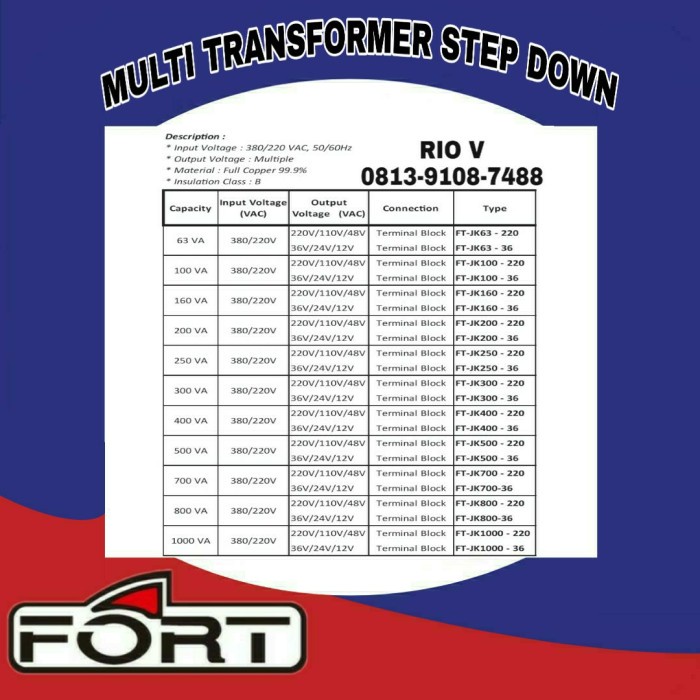 Jual Humi Multi Transformer Step Down / Travo / Trafo 63 Va Input 380 ...