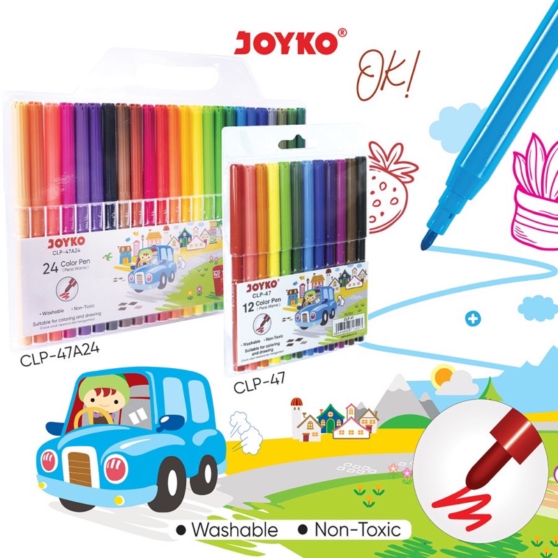 Jual Color Brush Pen Pena Kuas Warna Joyko CLP 47 12 24warna Shopee Indonesia