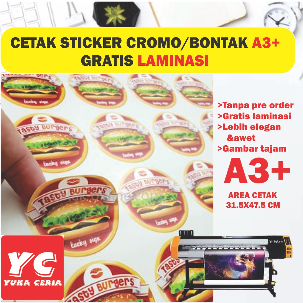 Jual Cetak Sticker Cromo Jumbo A3 36x54cm Cetak Stiker A3 Cetak