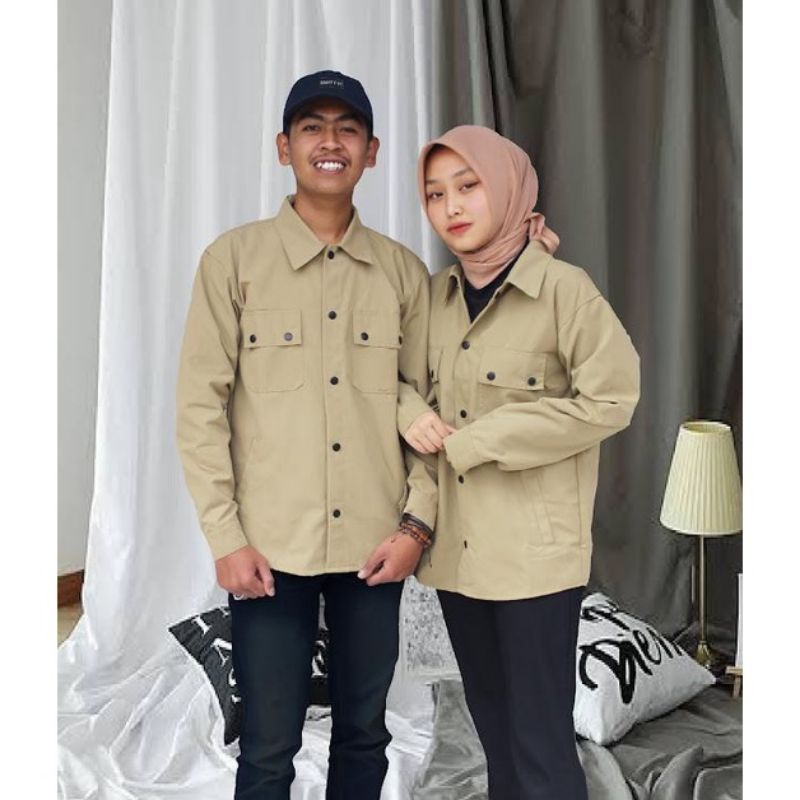 Jual Kemeja Semi Parka Couple Top Jaket Semi Parka Outer Couple Set