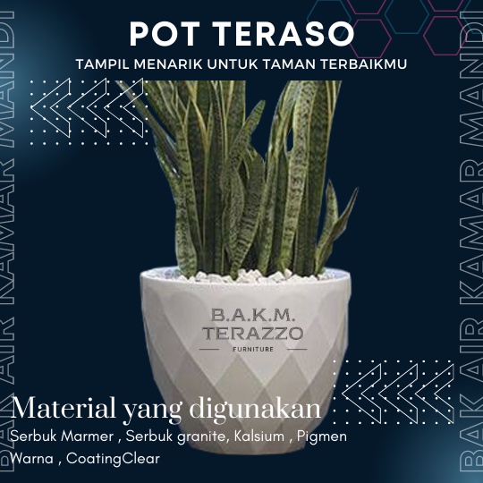 Jual Pot Teraso Marmer Hiasan Taman Tipe Ukir Diamond Shopee Indonesia