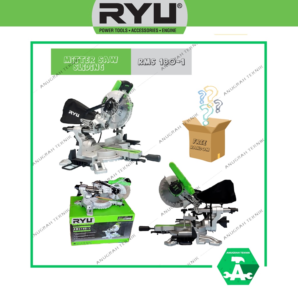 Jual RYU Miter Saw RMS 180-1 Sliding 7 inch / Mesin Potong Alumunium ...